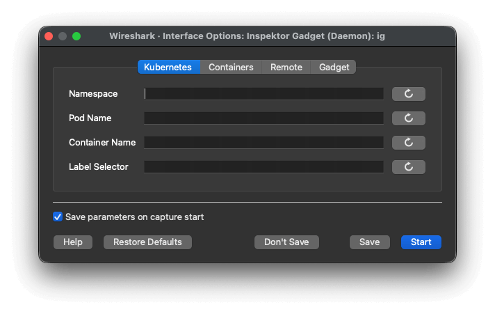 EXTCAP Configuration